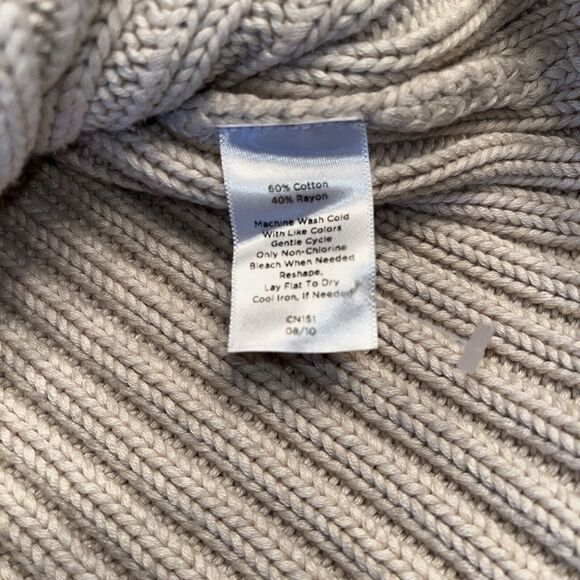 Talbots Petites Cream Chunky Knit Collared Button Up Sweater Cardigan Small - Picture 6 of 6